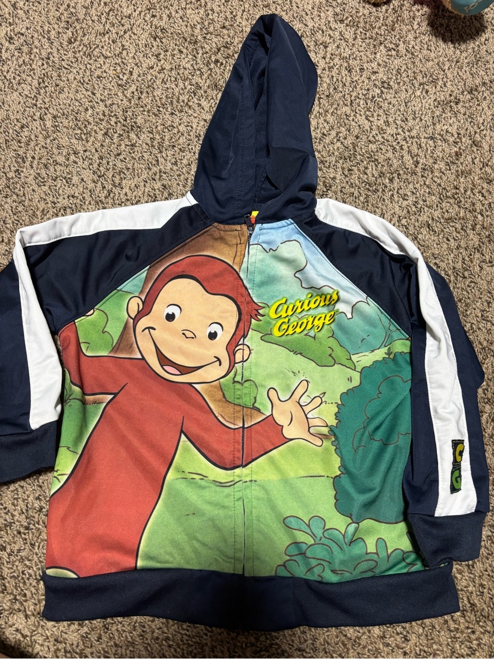 George Navy Kids Jacket with Curious George Patch and Yellow Accent